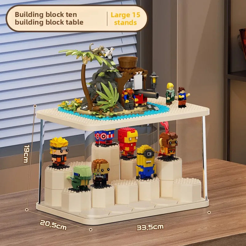 Modular Blind Box Display Case - Clear Dust-Proof Showcase for Anime Figures Customizable DIY Shelving System Multi-Size Options Peaceful Pleasures Health and Wellness Block table Figure L