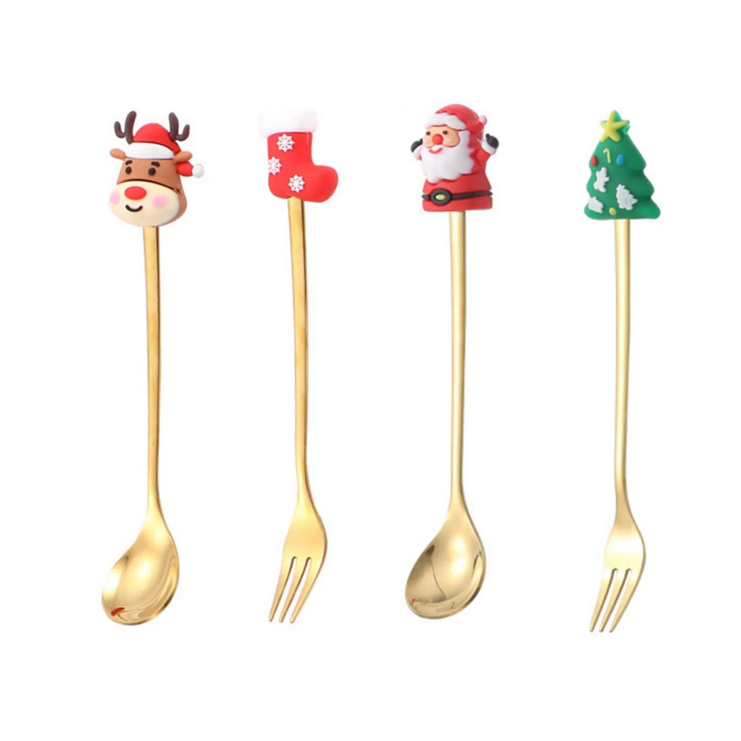 Christmas Decorations Home Christmas Table Decor Stainless SpoonsFork Cutlery Set Elk Xmas Tree New Year Navidad Gifts Peaceful Pleasures Health and Wellness