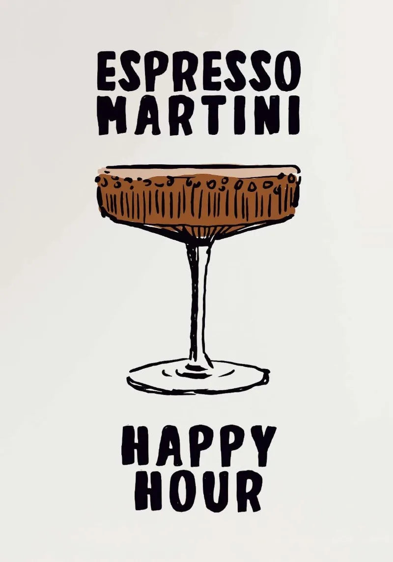 Modern Nordic Coffee Cocktail Kitchen Canvas Wall Art Print