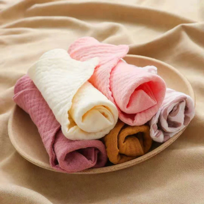 5-Pack Baby Cotton Washcloths – Soft Muslin Bibs & Face Wipes