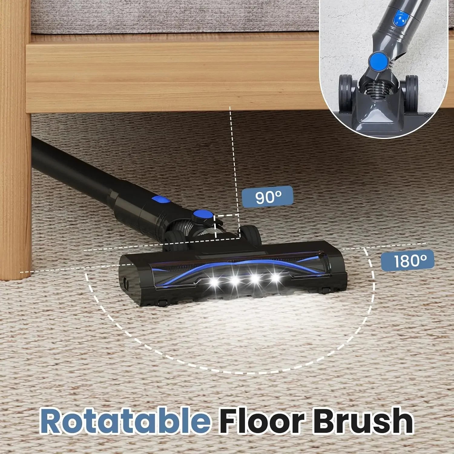 Cordless Stick Vacuum Cleaner with LED Lights, Anti-Tangle Brush for Hardwood Floors Carpet Pet Hair Peaceful Pleasures Health and Wellness