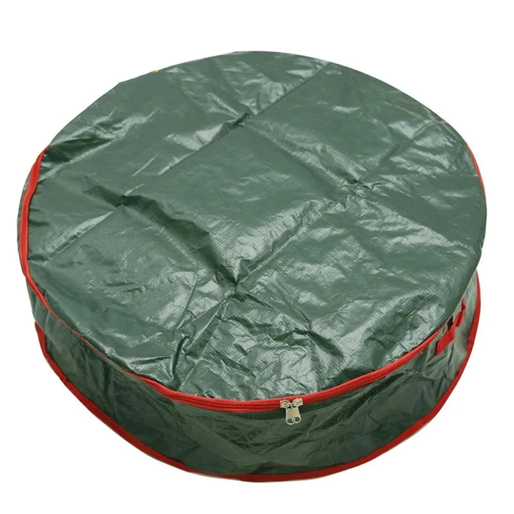 Large Capacity Round Christmas Wreath Storage Bag With Handle Wear-resistant Waterproof Festive Garland Handbag Wreath Storage Peaceful Pleasures Health and Wellness
