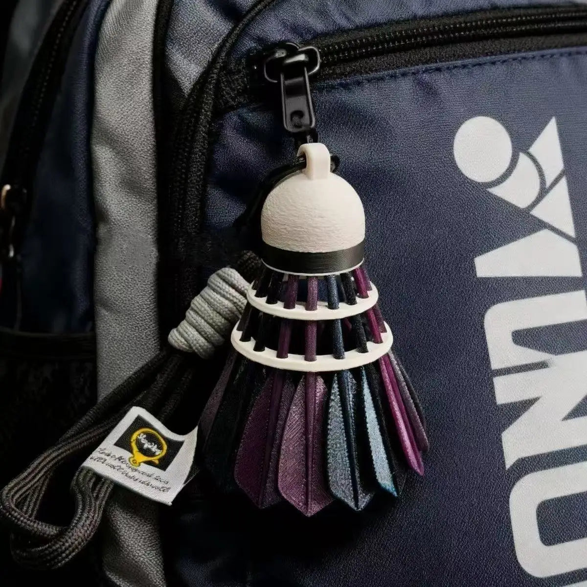 Dark Blue Badminton Keychain Pendant | Sports Backpack Charm