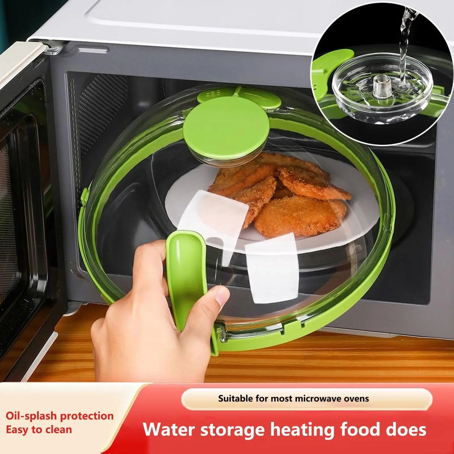 Clear Microwave Splatter Cover with Steam Vent & Handle