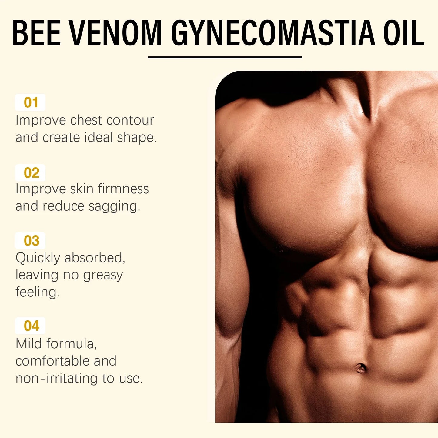 Bee Venom Men's Chest Firming Massage Oil – Contouring