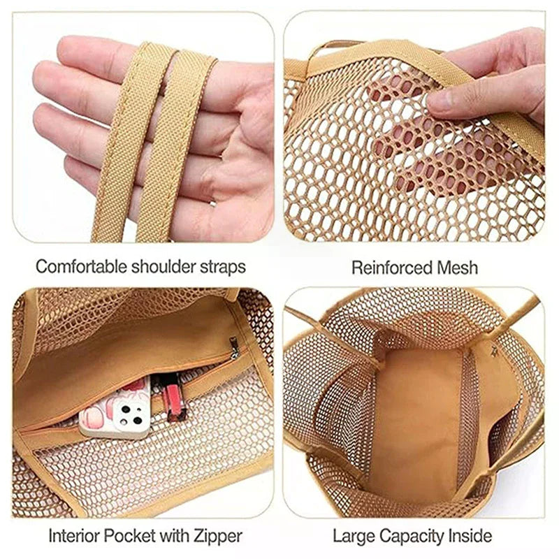 Women's Lightweight Mesh Tote Bag – Breathable Summer Shoulder Bag
