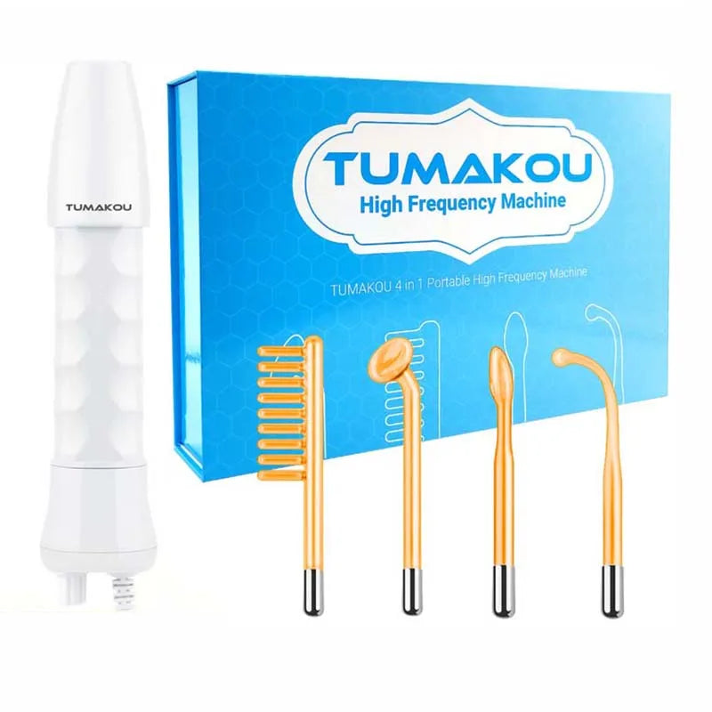 Custom 5 in 1 Portable High Frequency Facial Machine With Comb High Frequency Therapy Wand Set Professional High Frequency Wand Peaceful Pleasures Health and Wellness