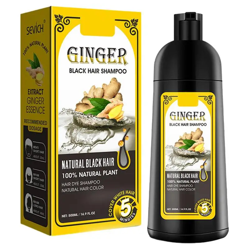 Ginger & Coconut Black Hair Dye Shampoo 500ml – Color Gray Hair