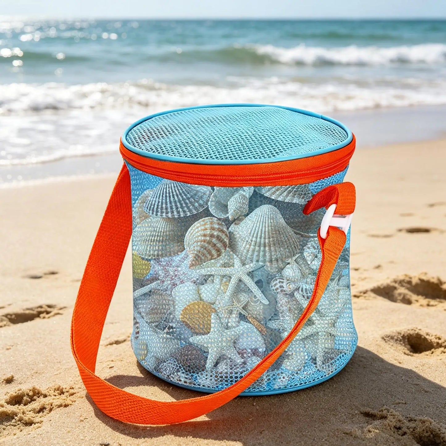 Beach Shell Bags 2-Pack | Mesh Sand Toy Storage Pouches