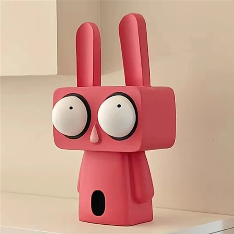 Y51A-Resin Big Eyes Rabbits Sculptures Cartoon Statue Home, Office, Bedroom Figurines B Peaceful Pleasures Health and Wellness