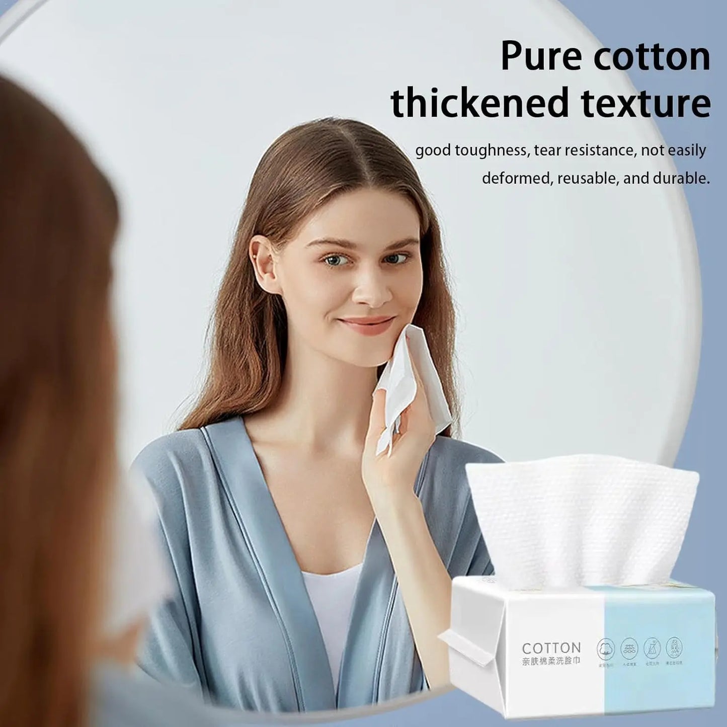 Disposable Cotton Face Towels 50ct – Soft Dry Wipes for Skincare