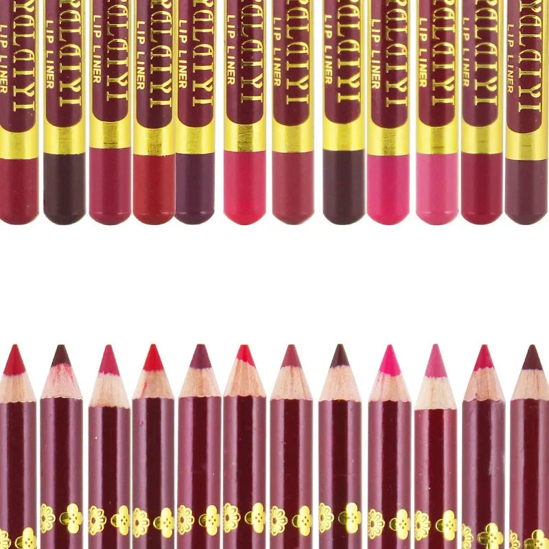 12-Color Waterproof Lip Liner Set | Long-Lasting Foggy Finish