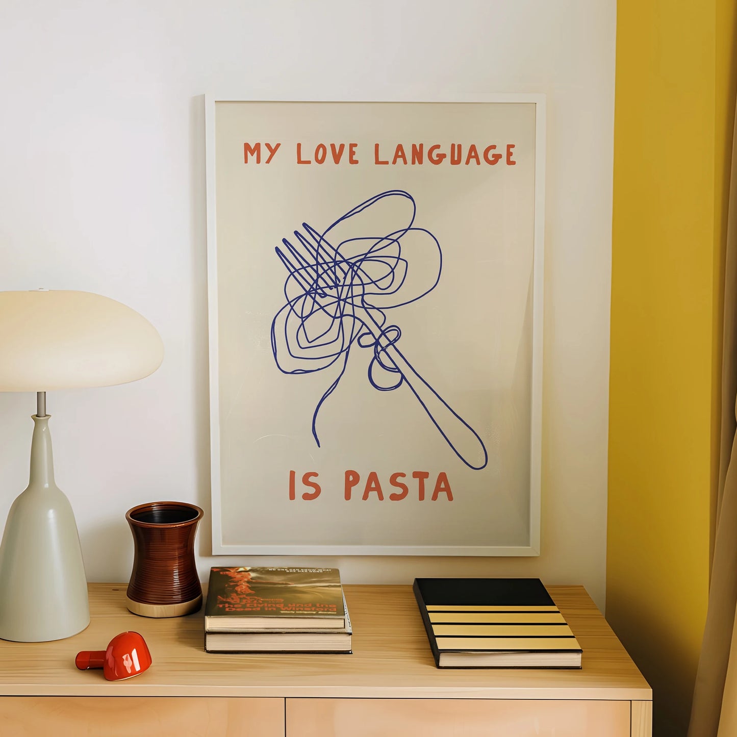 "My Love Language Is Pasta" Funny Kitchen Canvas Wall Art