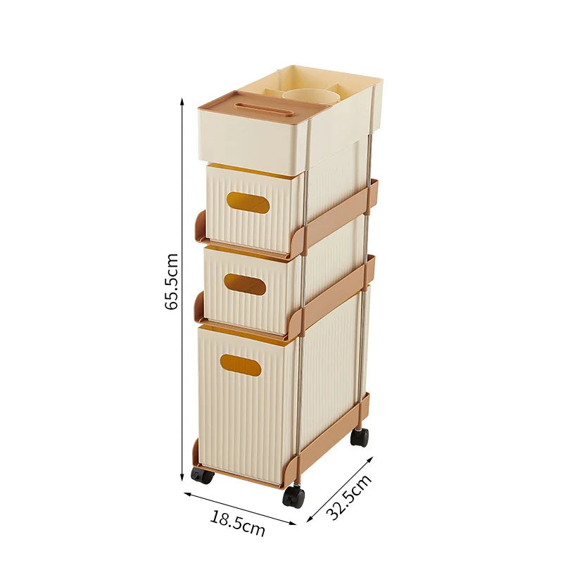 Space Saving Pull Out Mobile Drawer Under Desk Slim Trolley No Assembly Required Snack Toy Storage Cabinet for Home Peaceful Pleasures Health and Wellness 4 Layer A With Wheel