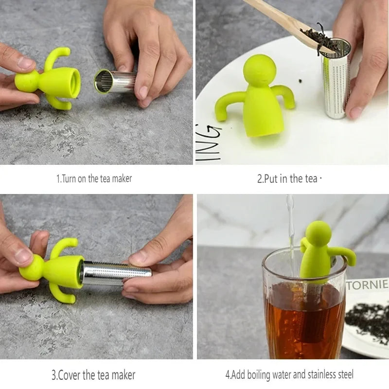 Stainless Steel Tea Infuser Kitchen Accessory Household Use Reusable Metal Makeup Brushes Massage Kitchen Dining Bar Garden Peaceful Pleasures Health and Wellness