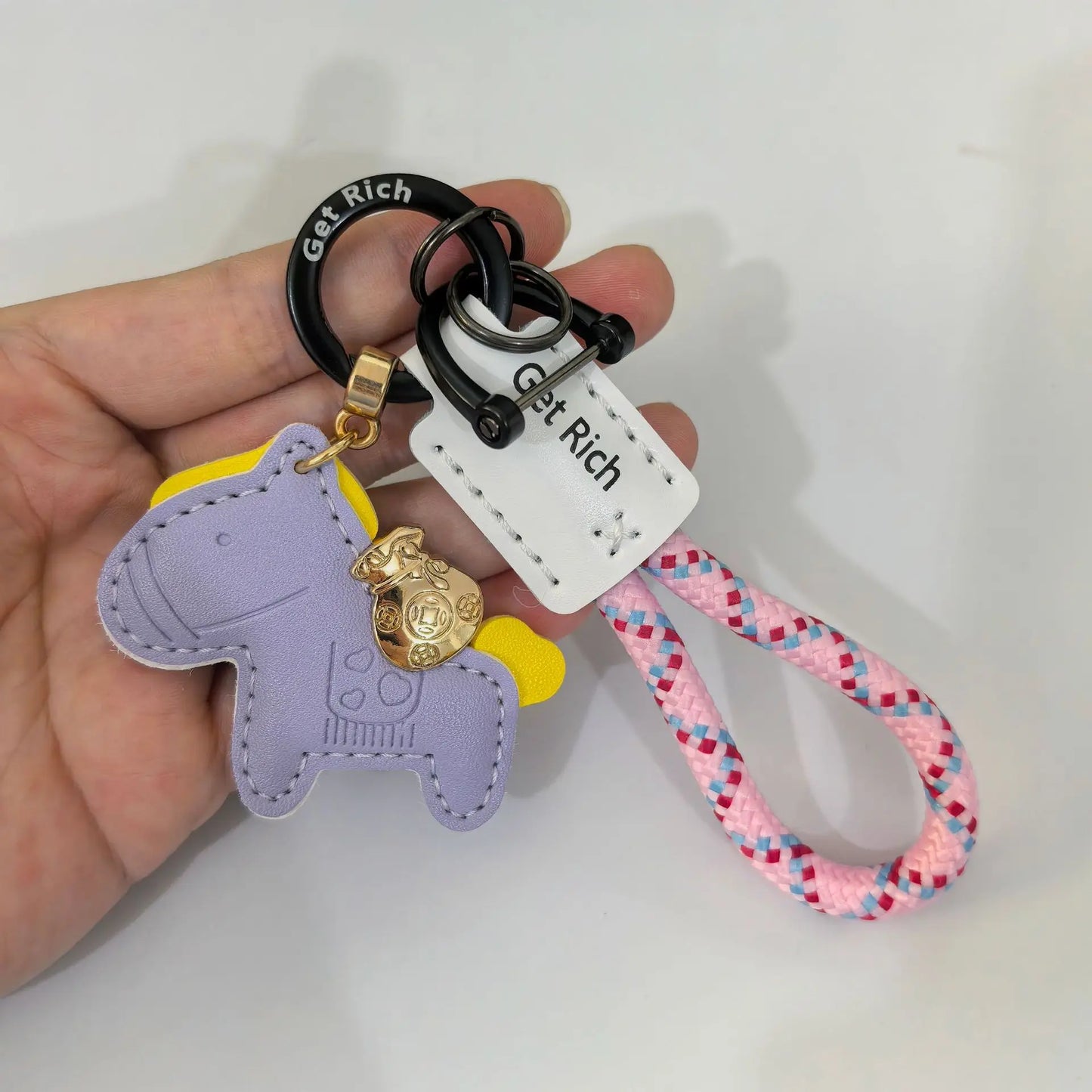 Money Soon Handmade Leather Keychain | Cute Couple Gift Leather Keychain Peaceful Pleasures Health and Wellness PURPLE
