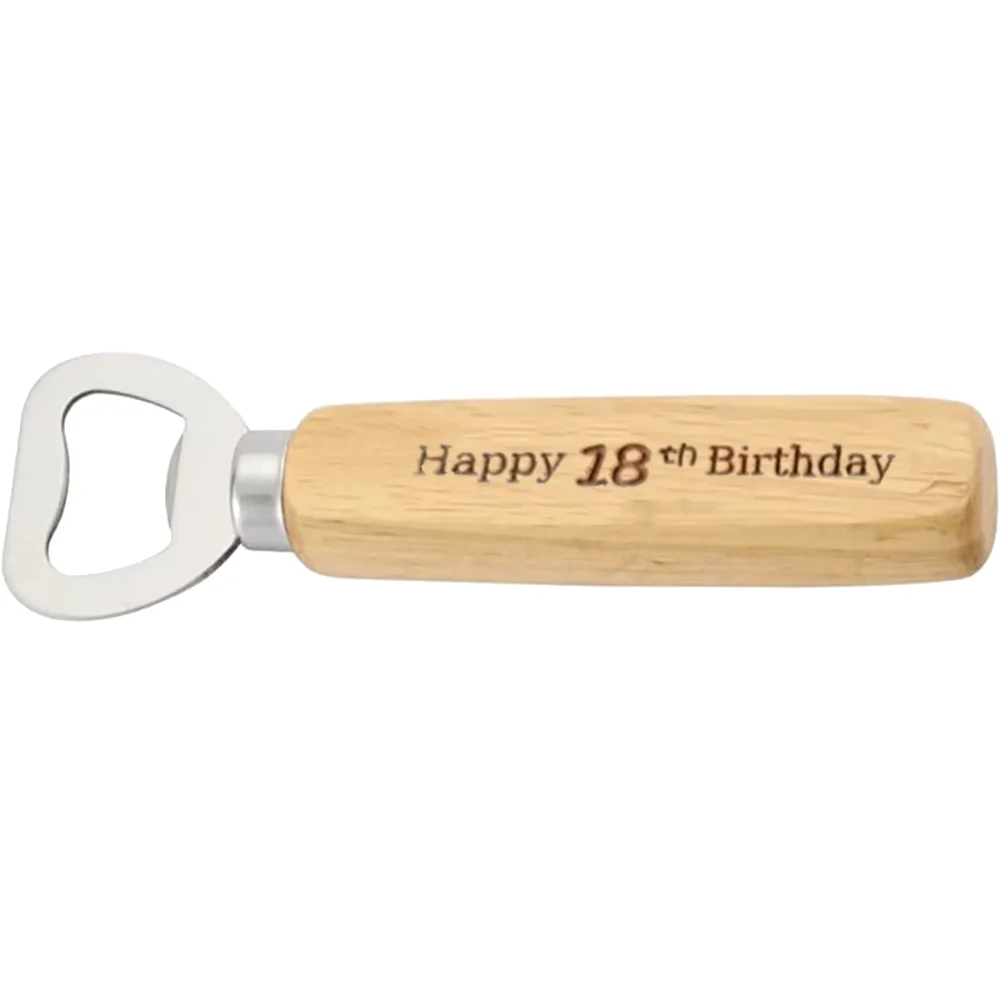 Wood Birthday Bottle Opener 18th–60th | Milestone Gift Wood Bottle Opener Peaceful Pleasures Health and Wellness 18th 1pcs 14x4cm