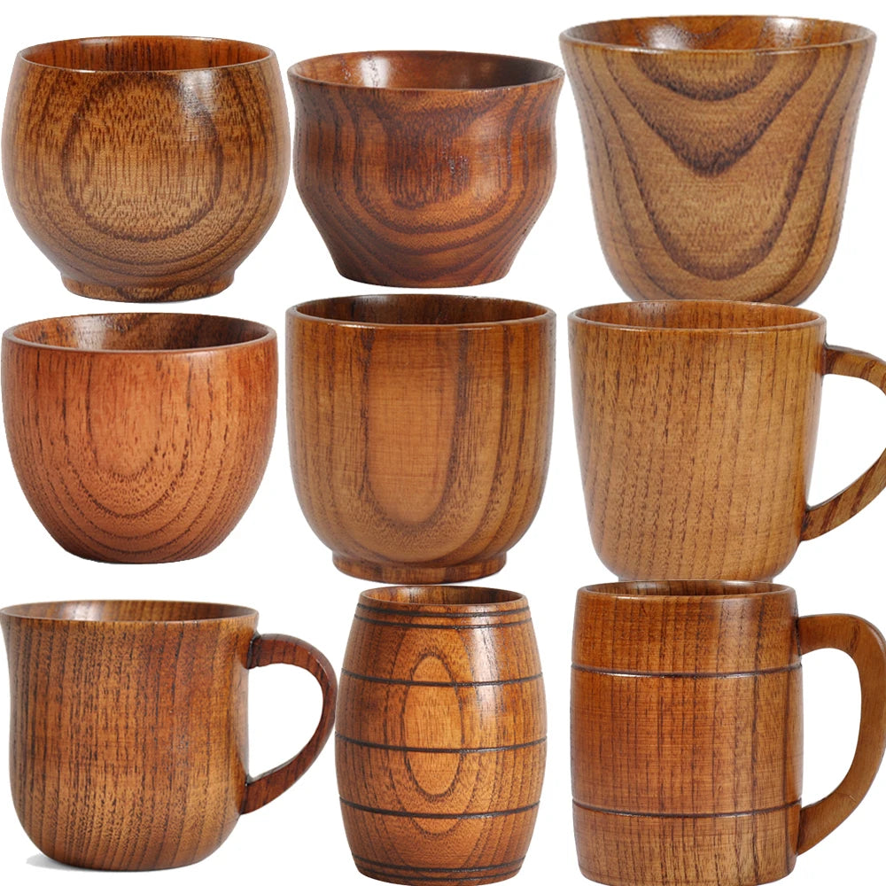 Wooden Big Belly Cups Handmade Natural Spruce Wood Cups Beer Tea Coffee Milk Water Cup Kitchen Bar Drinkware for Kitchen Peaceful Pleasures Health and Wellness