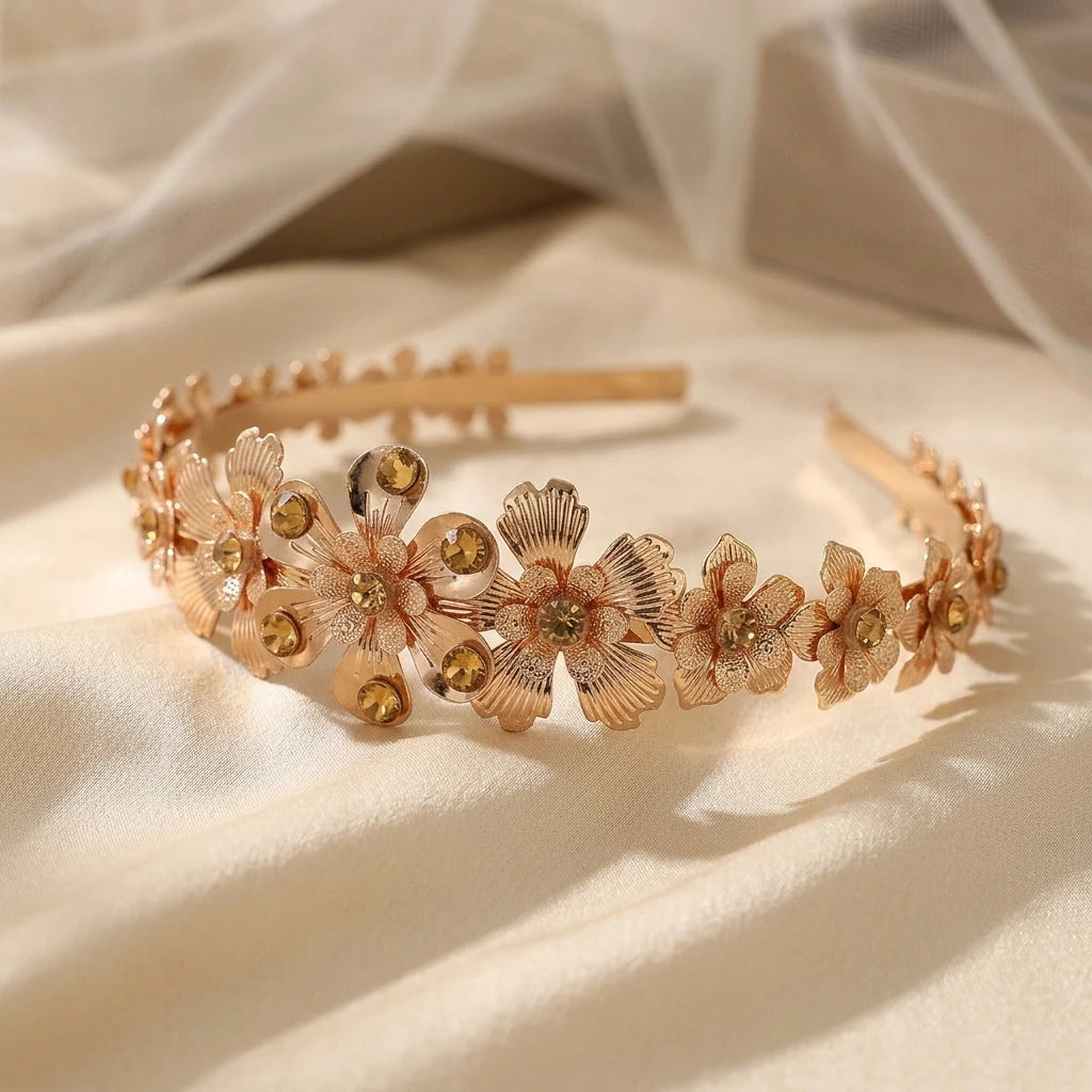 Metal Flower Leaf Hairband for Women Alloy Wedding Headpiece with Elegant Design Peaceful Pleasures Health and Wellness