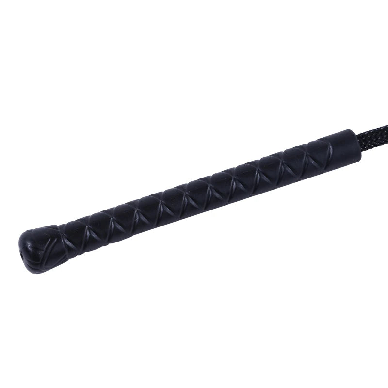 Black Faux Leather Horse Whip Handmade Braided Riding Crop for Equestrian Racing Training Equipment High Quality Peaceful Pleasures Health and Wellness