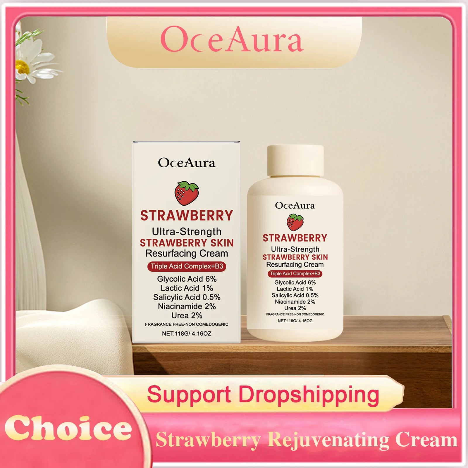 Strawberry Rejuvenating Cream Deep Nourishing Dry Skin Smoothing Tightening Softening Improve Dullness Brightening Body Lotion Peaceful Pleasures Health and Wellness
