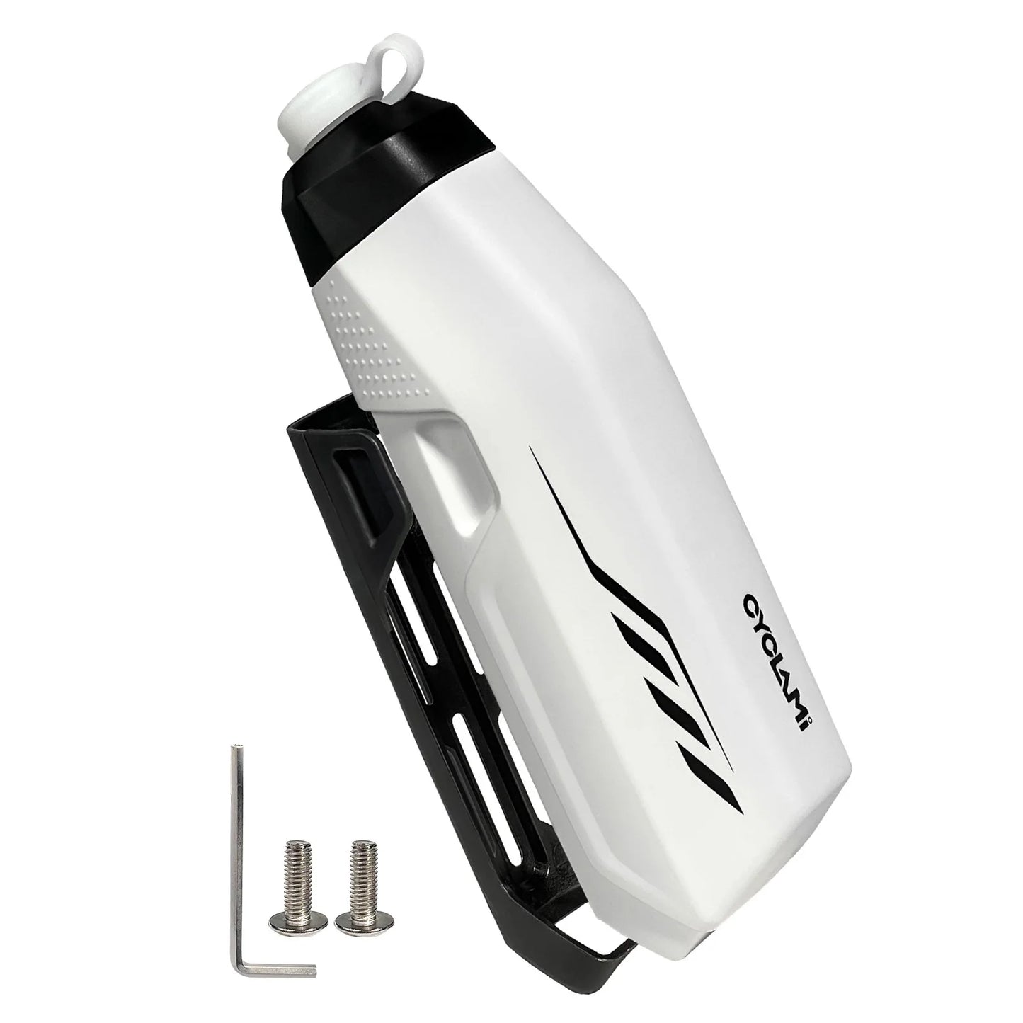 650ml Aerodynamic Water Bottle Bracket Set Squeeze To Drink Design Pneumatic Cycling Water Bottle for Road Mountain Bicycle Peaceful Pleasures Health and Wellness White