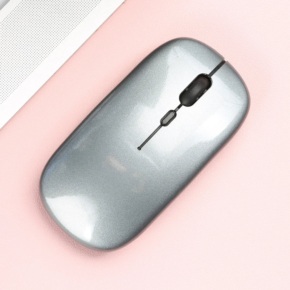 Wireless Bluetooth-compatible Mouse Portable Ergonomic Computer Mice For Laptop iPad Tablet PC Mobile Phone Office Gaming Mouse Peaceful Pleasures Health and Wellness Glossy-Grey