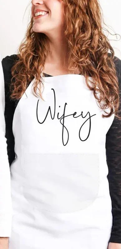 Wifey Hubby Apron Set | Newlywed Wedding Gift for Couples Couples Kitchen Apron Peaceful Pleasures Health and Wellness wifey