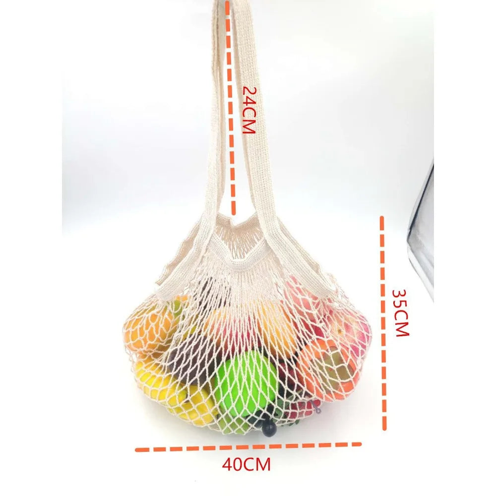 Portable Shopping Mesh Bags For Net Bag Fruit Vegetable Washable Storage Eco-Friendly Handbag Cotton Foldable Bag For Shopping Peaceful Pleasures Health and Wellness