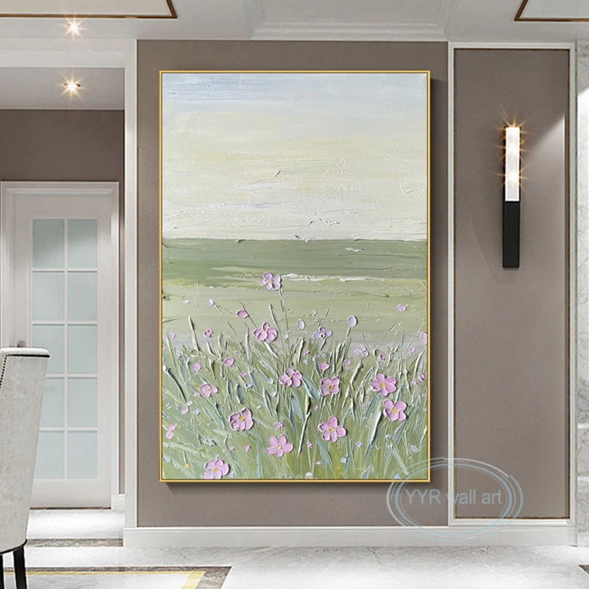 Hand Painted Landscape Wall Art Canvas Poster Modern Abstract Texture Acrylic Oil Painting Home Decor Aesthetics Custom Picture Peaceful Pleasures Health and Wellness