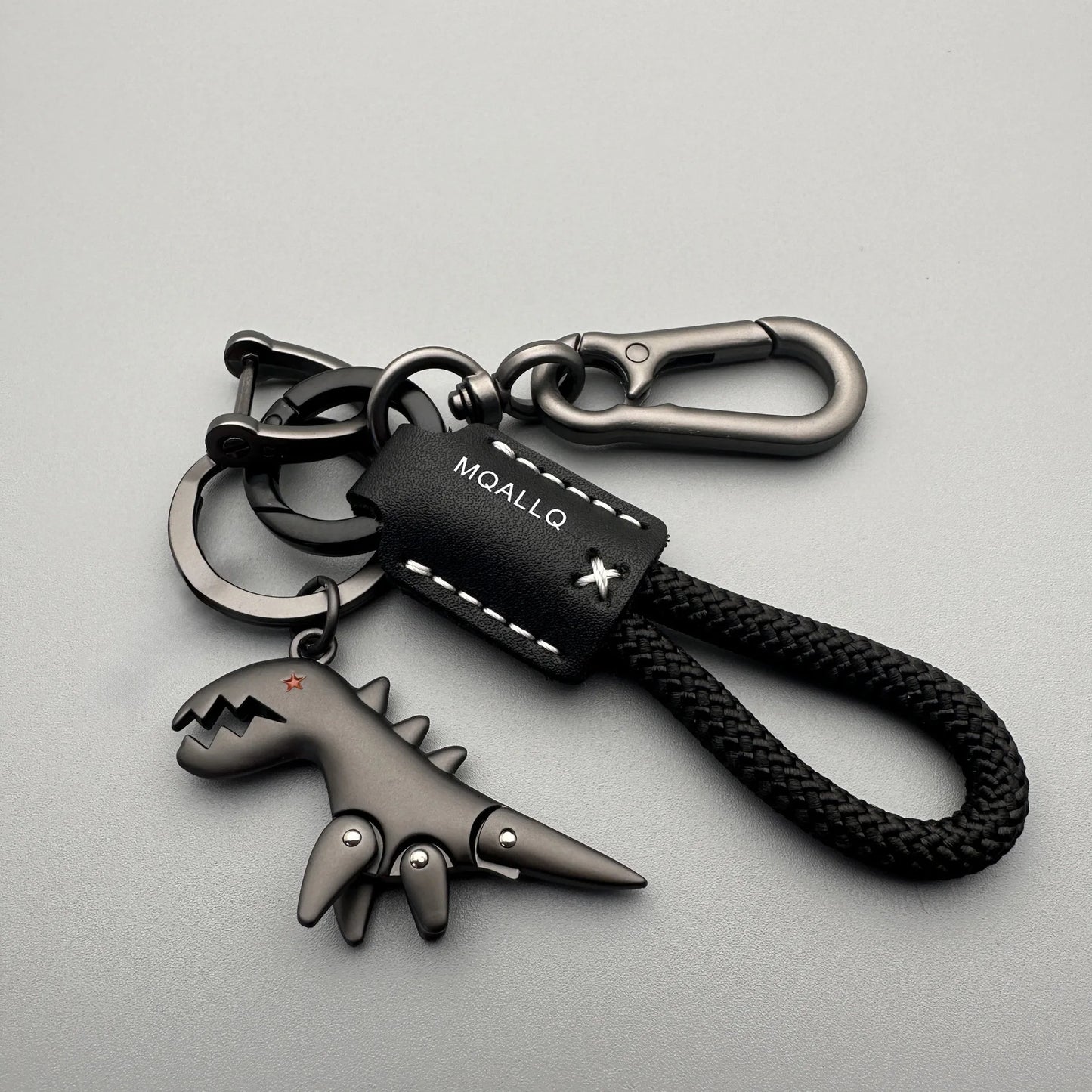 Cute Cartoon Dinosaur Keychain – Zinc Alloy & Leather Rope
