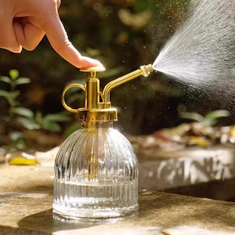 Retro glass watering bottle European style embossed air pressure watering bottle gardening household flower watering bottle Peaceful Pleasures Health and Wellness