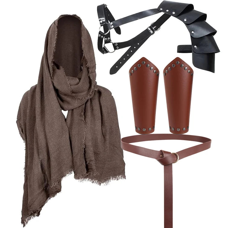 Medieval Knight Belt Cape Men's Renaissance Half Shoulder Cloak Scarf