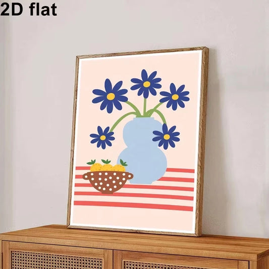 Modern Blue Floral & Fruit Canvas Wall Art Print | Home Decor Canvas Wall Art Peaceful Pleasures Health and Wellness G4257 30x40cm Unframed