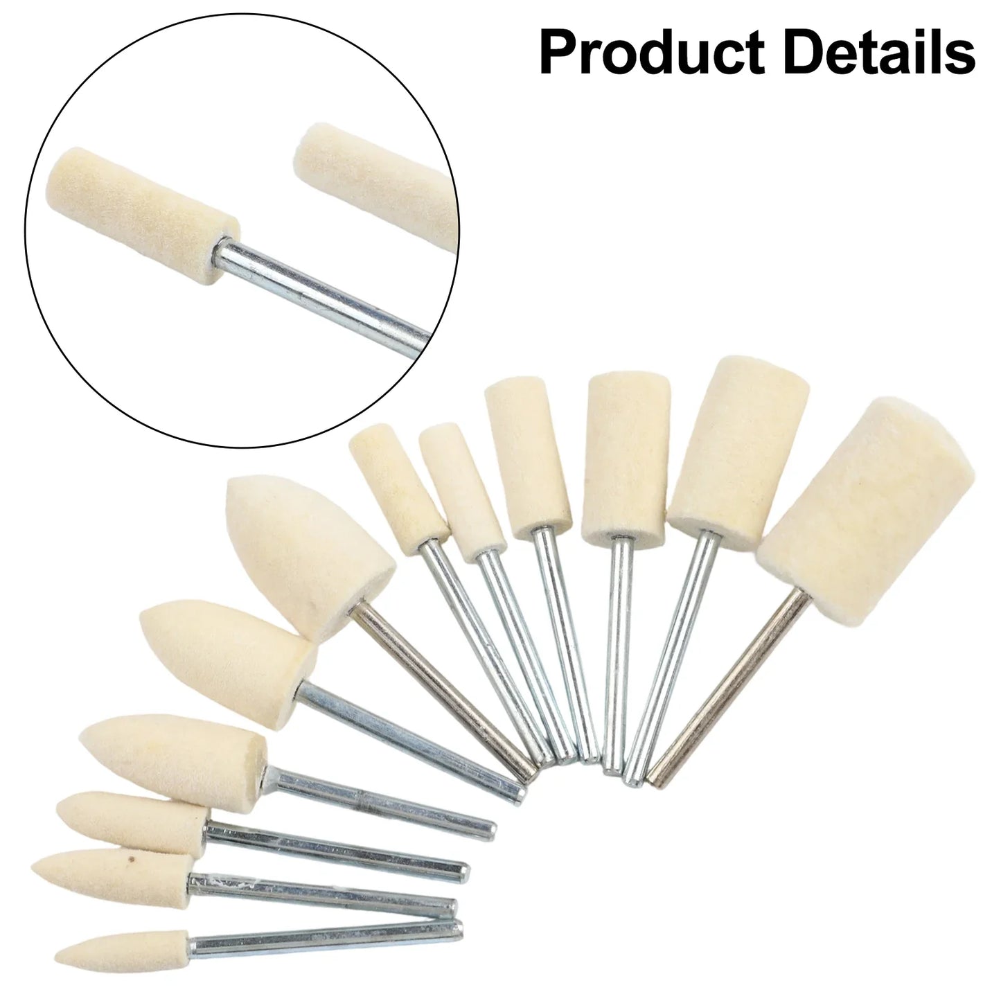 12pc Wool Felt Polishing Wheels Set – 2.35mm Rotary Tool Buffing