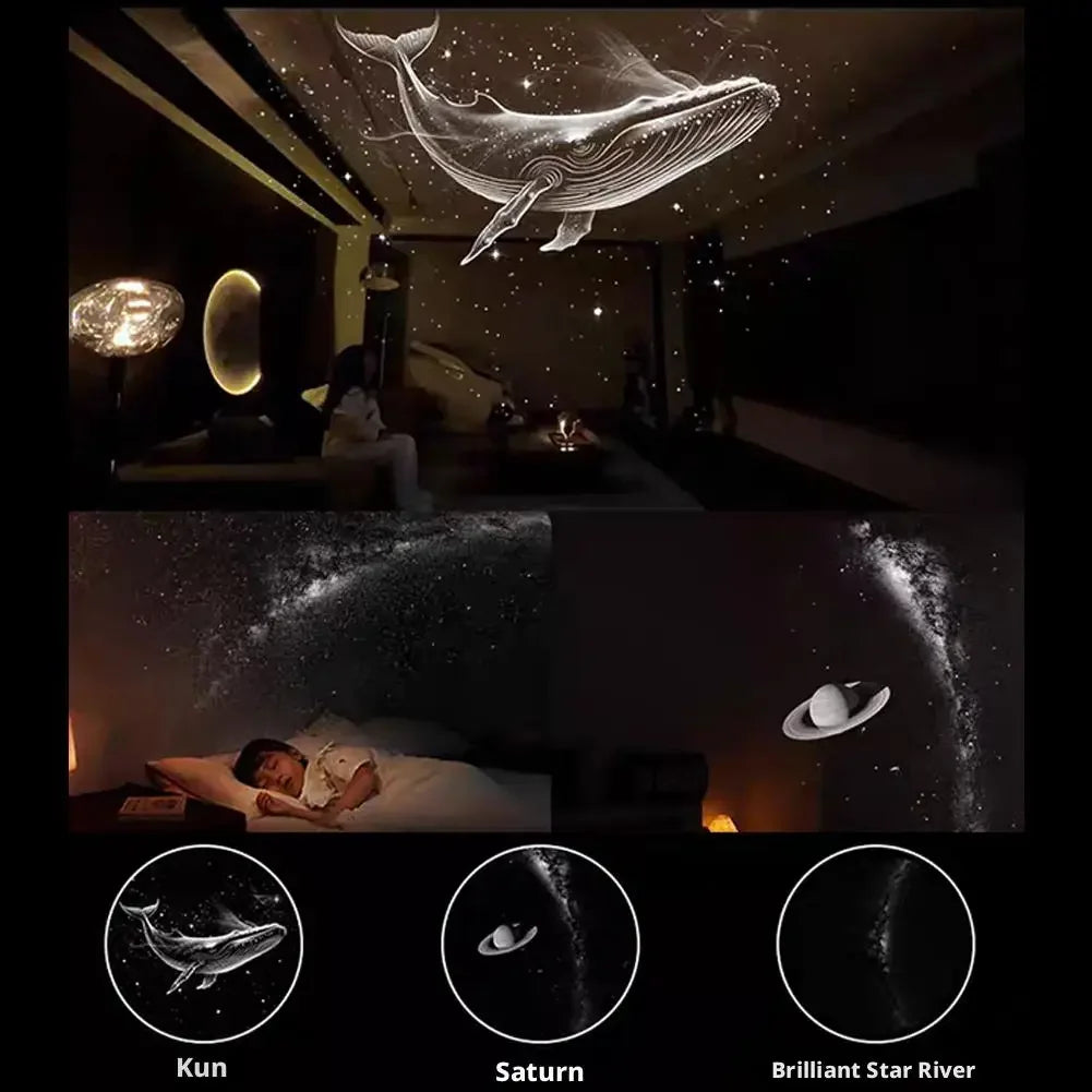 2-in-1 Galaxy Starry Sky Projector Portable 360° Rotate Mini LED Night Light Atmosphere Decor for Bedroom Home Party Peaceful Pleasures Health and Wellness