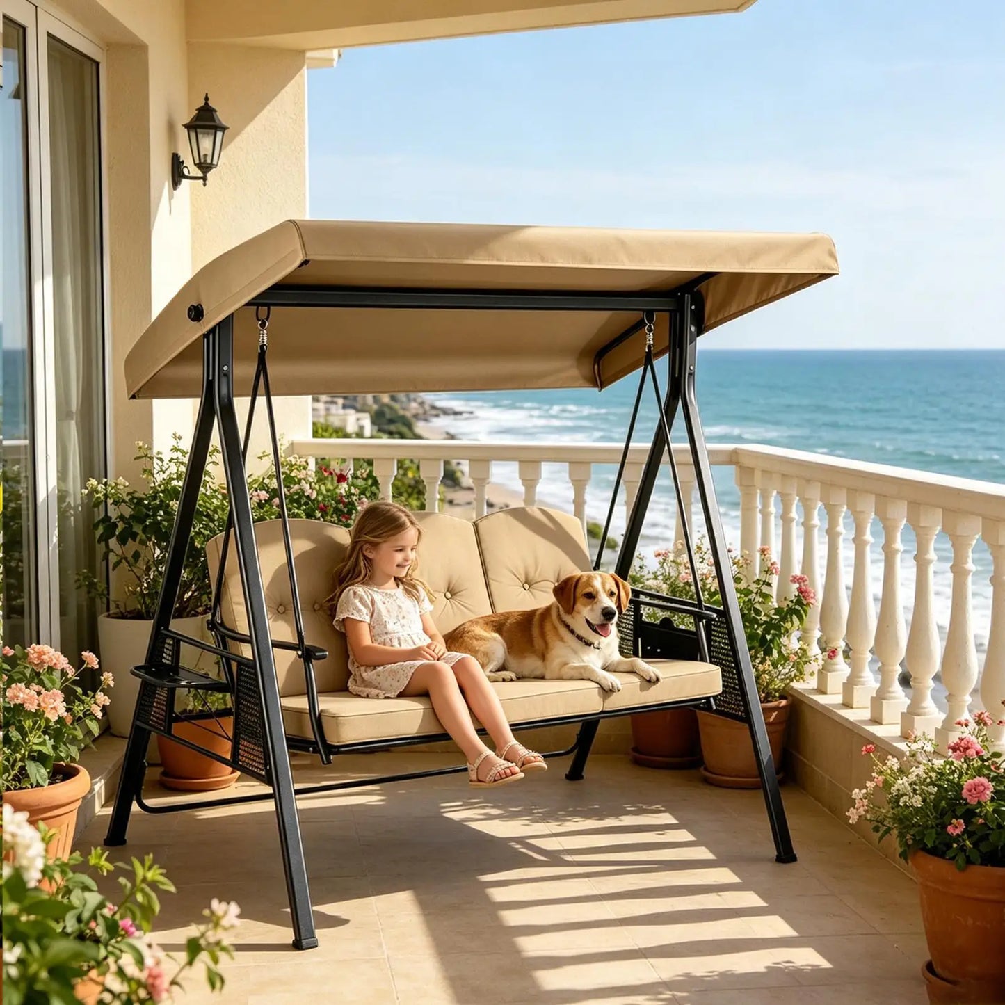 Waterproof Anti-UV Patio Swing Canopy Replacement Cover Set
