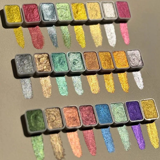 20-Color Pearl Metallic Watercolor Paint Set – Portable Case Watercolor Paint Set Oasis Select