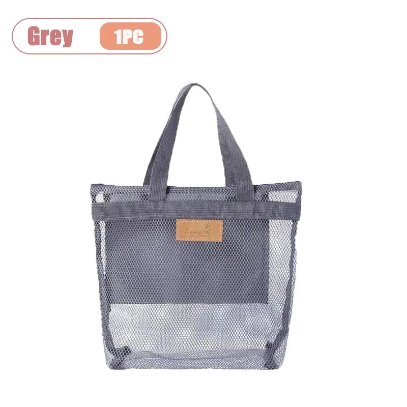 Travel Beach Tote Bag with Mesh Pockets – Swim & Gym Organizer