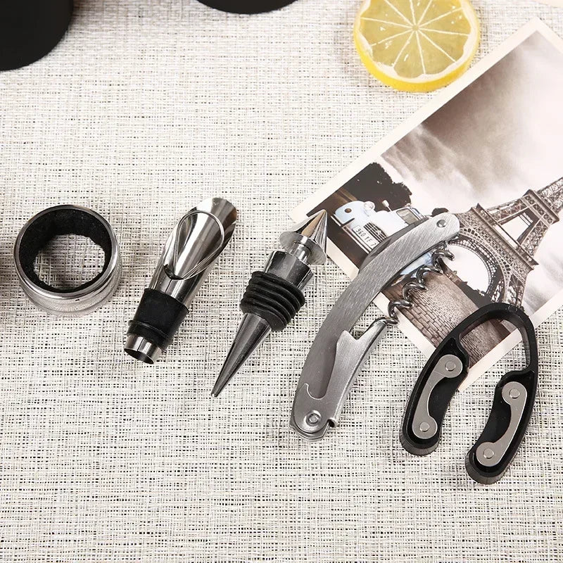 2025 Hot Creative Wine Set 3/5 Pieces Bottle Opener Gift Box High-End Set Tool Bottle Opener Wine for Wine Lovers Peaceful Pleasures Health and Wellness