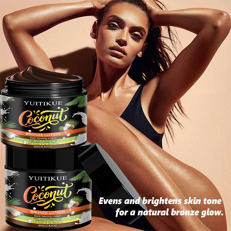Yuitikue Coconut Bronze Tanning Lotion, 80g Dark Tan Accelerator with Fresh Coconut Moisture, Non-Greasy & Fast Absorbing Peaceful Pleasures Health and Wellness
