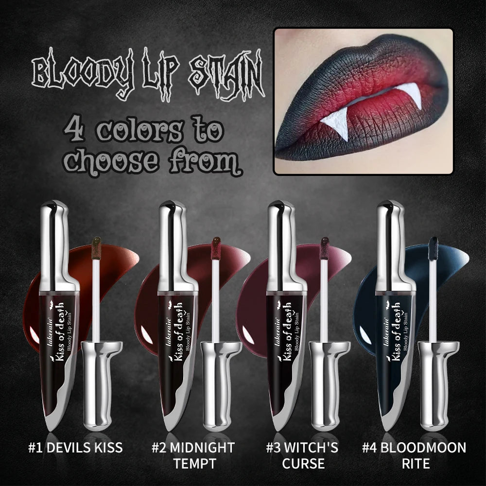 Lakerain Fake Bloody Lip Stain Gel-like Waterproof Spill-proof Long Lasting Matte Lip Tinting Halloween Party Lip Cosmetics Peaceful Pleasures Health and Wellness