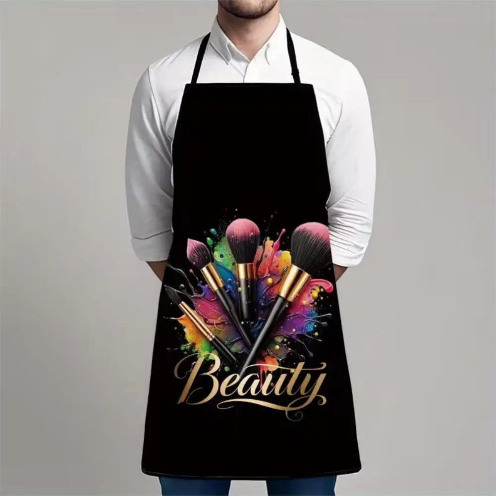 Waterproof Anti-fouling Stain-resistant Quality Kitchen Apron Makeup Brush Design Printed Professional Beautician Makeup Apron Peaceful Pleasures Health and Wellness
