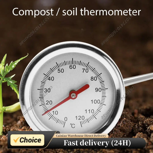 50cm Compost Soil Tester Meter Measuring Probe Premium Stainless Steel Compost Soil Thermometer Garden Backyard 0-120 Celsius Peaceful Pleasures Health and Wellness