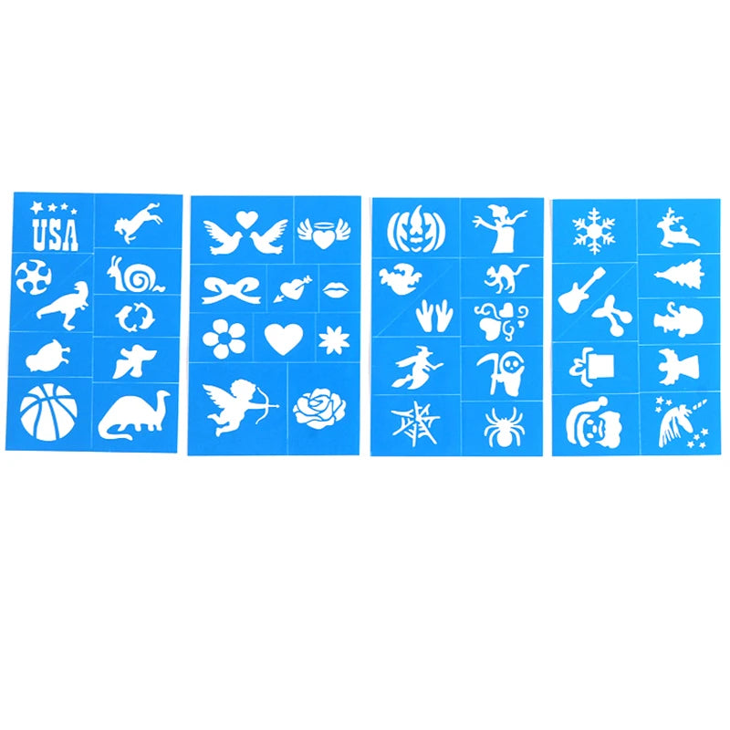 Kids Halloween Face Paint Stencils – 4-Pack Tattoo Templates