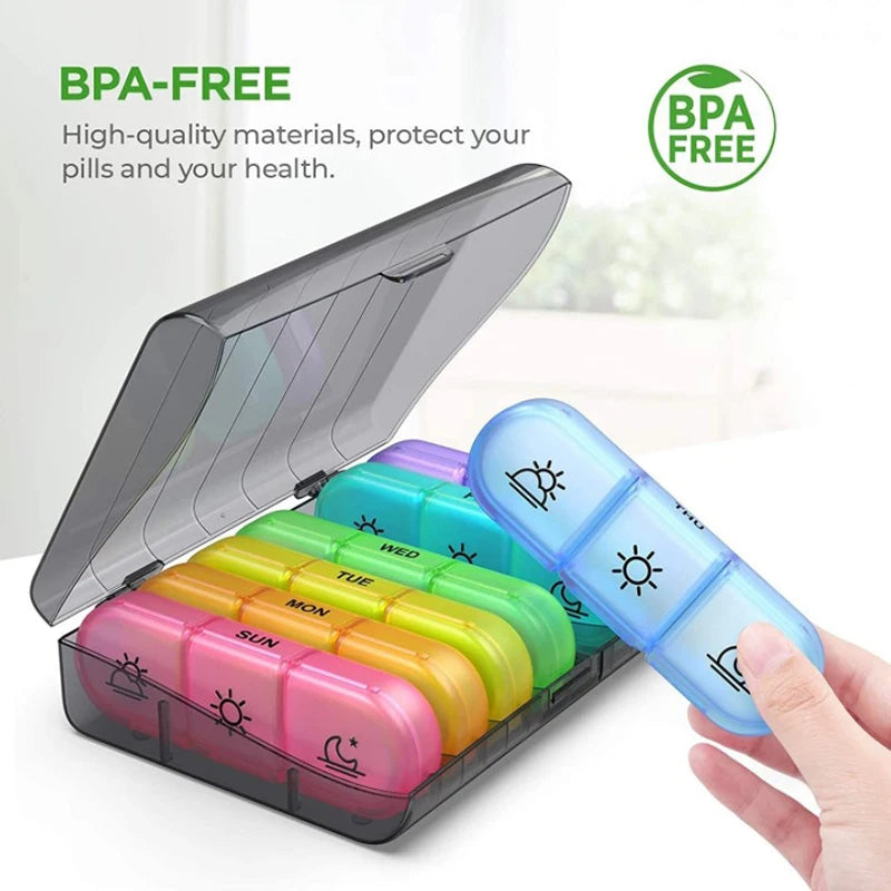 7 Days Pill Medicine Box Weekly Tablet Holder Storage Organizer Container Case Pill Box Splitters Pill Case Organizer Peaceful Pleasures Health and Wellness