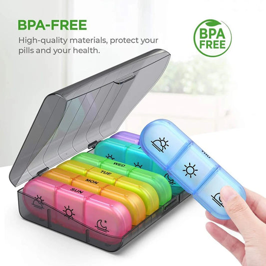 7 Days Pill Medicine Box Weekly Tablet Holder Storage Organizer Container Case Pill Box Splitters Pill Case Organizer Peaceful Pleasures Health and Wellness