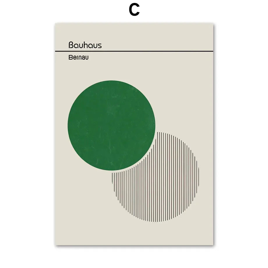 Scandinavian Bauhaus Abstract Green Canvas Wall Art Print