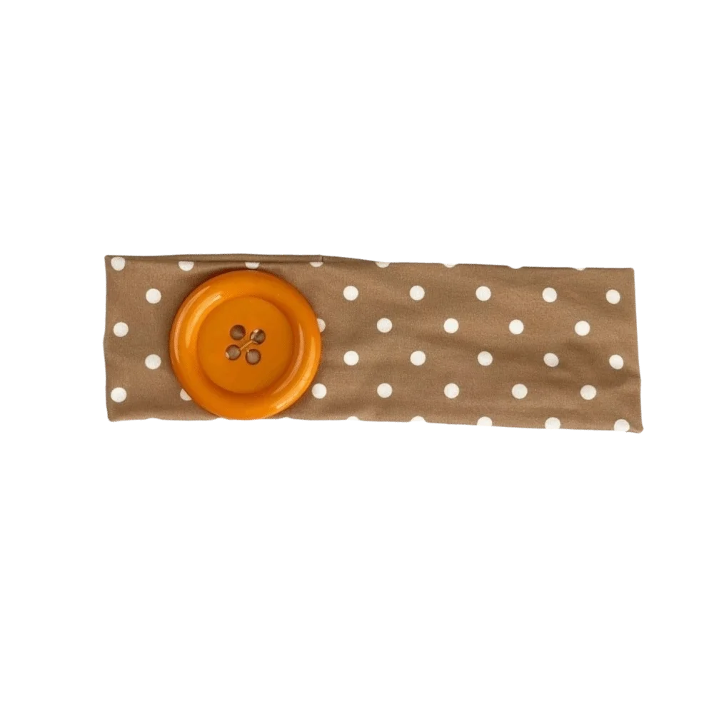 Wide Polka Dot Headband | Vintage Elastic Wrap for Yoga & Gym Hair Headband Peaceful Pleasures Health and Wellness Khaki-Orange