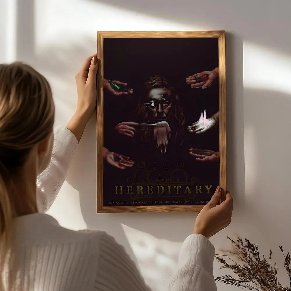 Movie H-Hereditary Poster HD Self Adhesive Waterproof Wall Art Ideal for Home Office Dorm Bedroom Great Gift Peaceful Pleasures Health and Wellness White5 40X50cmNoframe